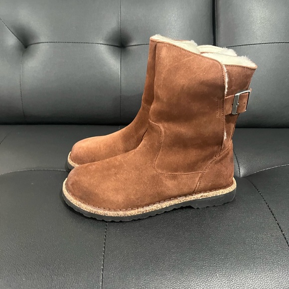 Birkenstock Brown Suede Shearling Upsalla Slip On Pull Up Boot - Picture 3 of 5